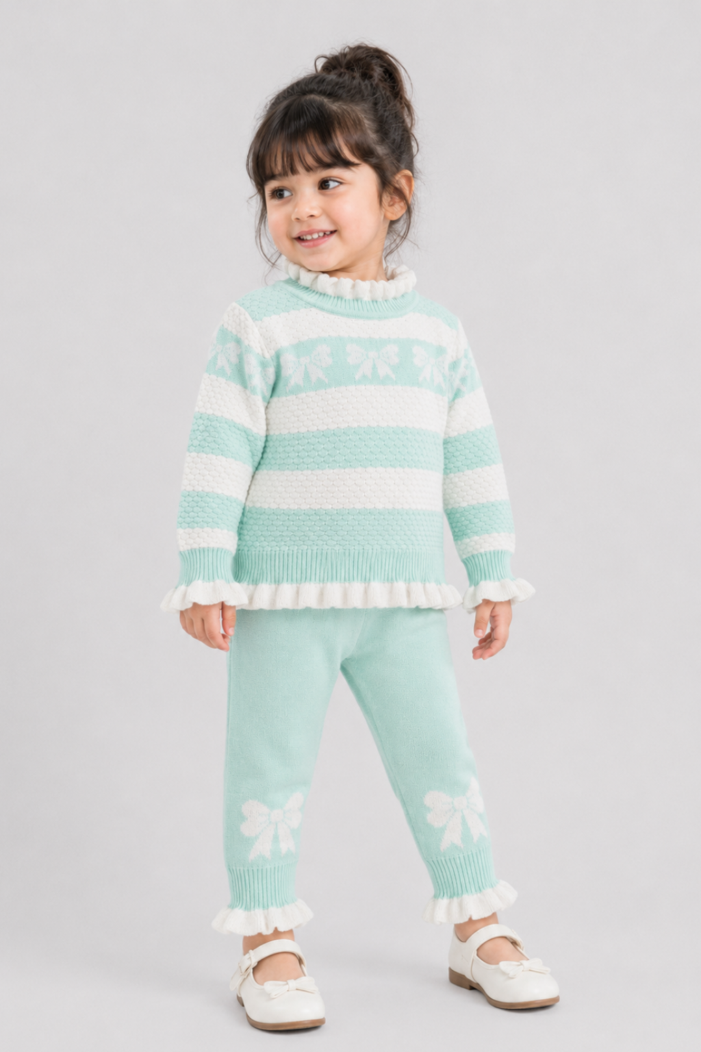 Frill Crewneck Sweater & Trouser Set - FB-4207