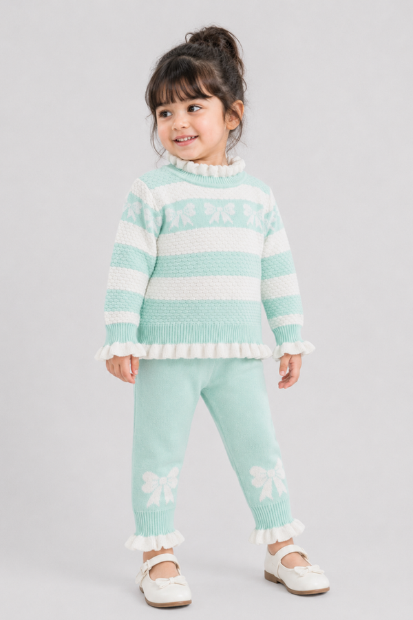 Frill Crewneck Sweater & Trouser Set - FB-4207