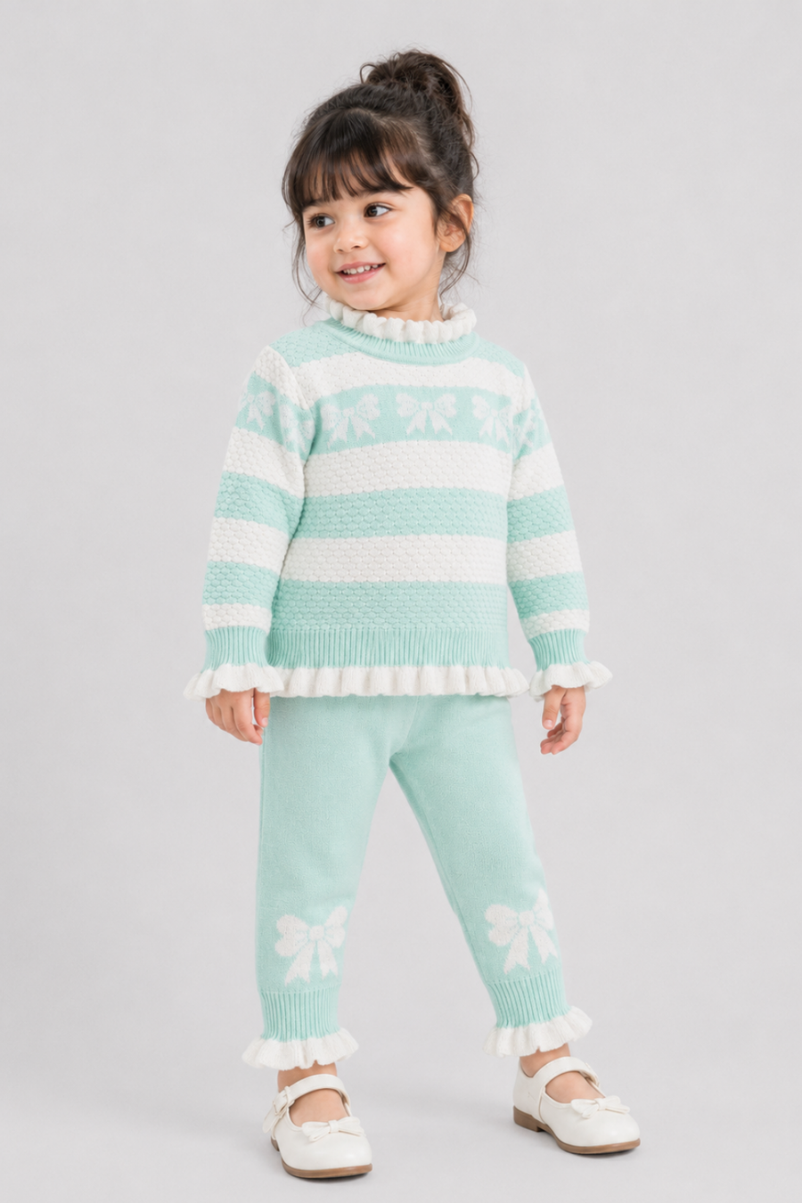 Frill Crewneck Sweater & Trouser Set - FB-4207