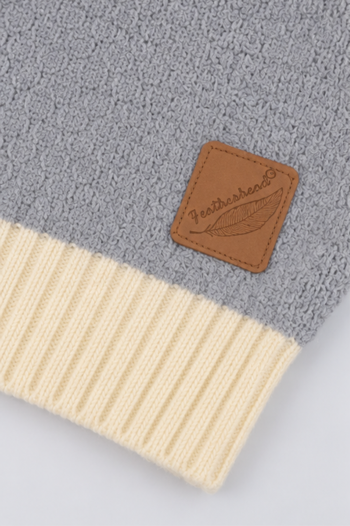 Ivory Cream & Dusty Lavender Cozy Striped Knit Sweater - FB-4373
