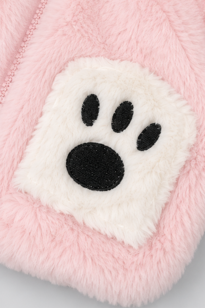 Baby Pink & Ivory White Snuggle Cloud Fur Zip-Up Hoodie -FB-10791