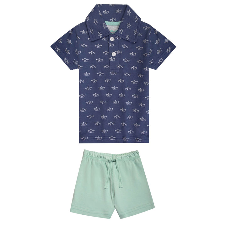 FB-3503 Sailboat Polo & Canal Blue Shorts