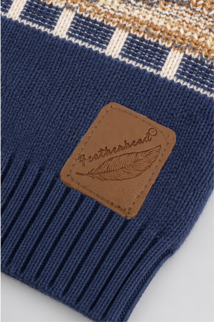 Blue Beige Mélange Winter Mélange Cable Knit Sweater - FB-4306