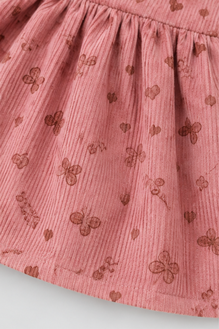 Mauve Pink Corduroy Frock - FG-5678