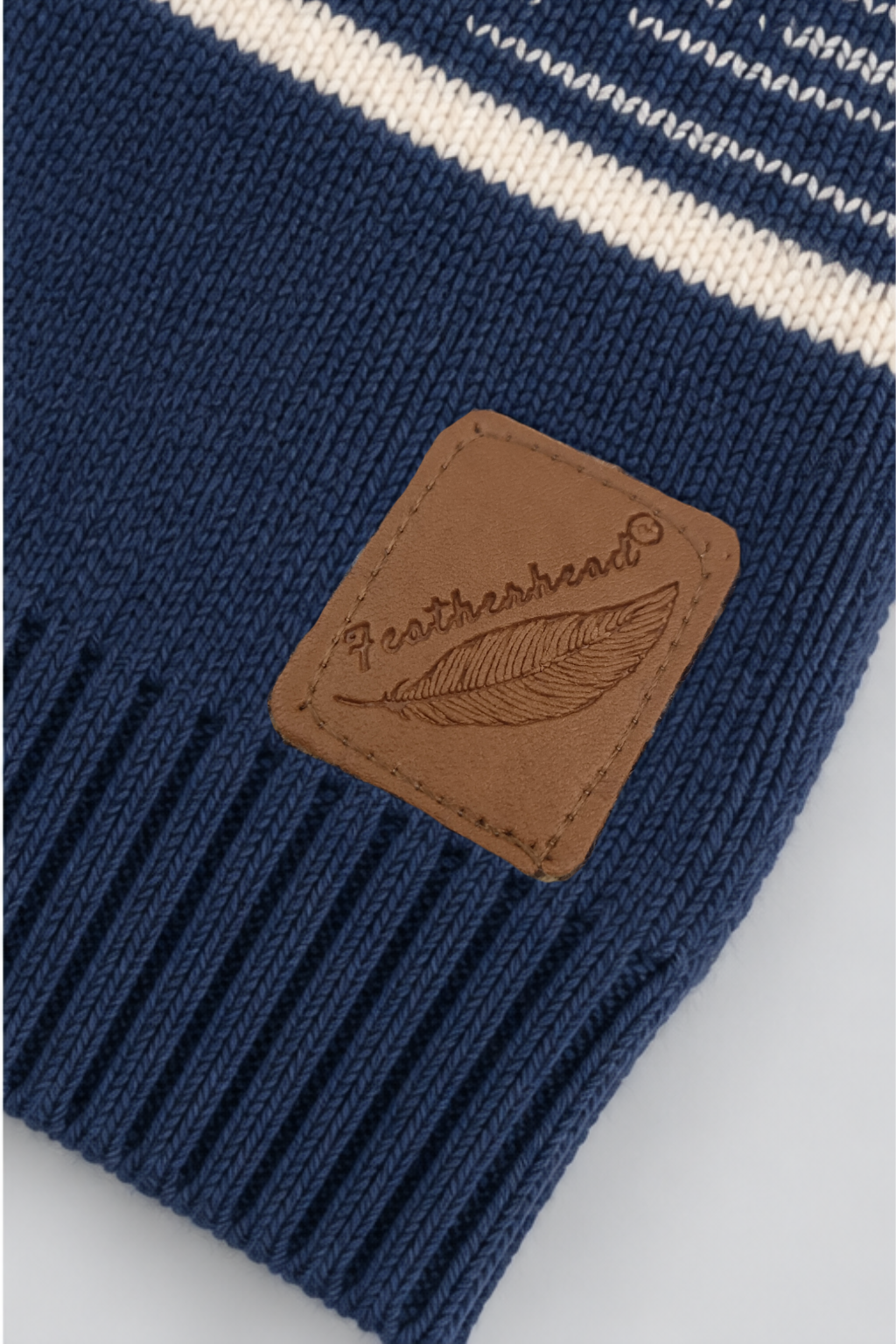 Ivory Cream & Navy Blue Classic Contrast Knit Sweater - FB-4316