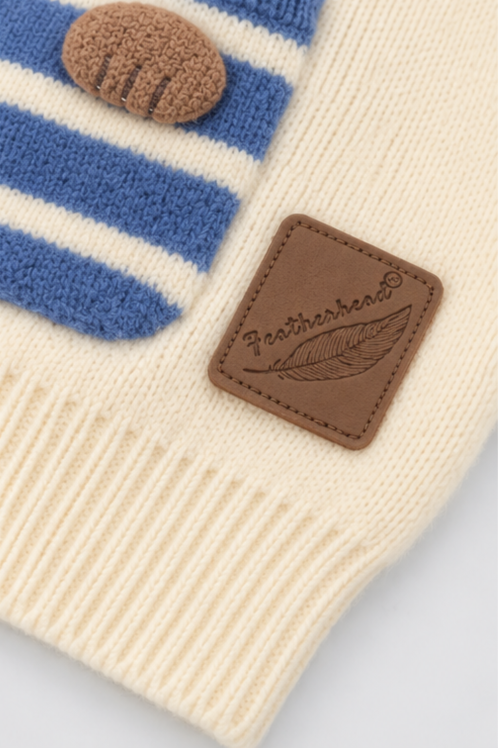 Royal Blue & Cream Baby Bear Colorblock Wool Sweater - FB-4348