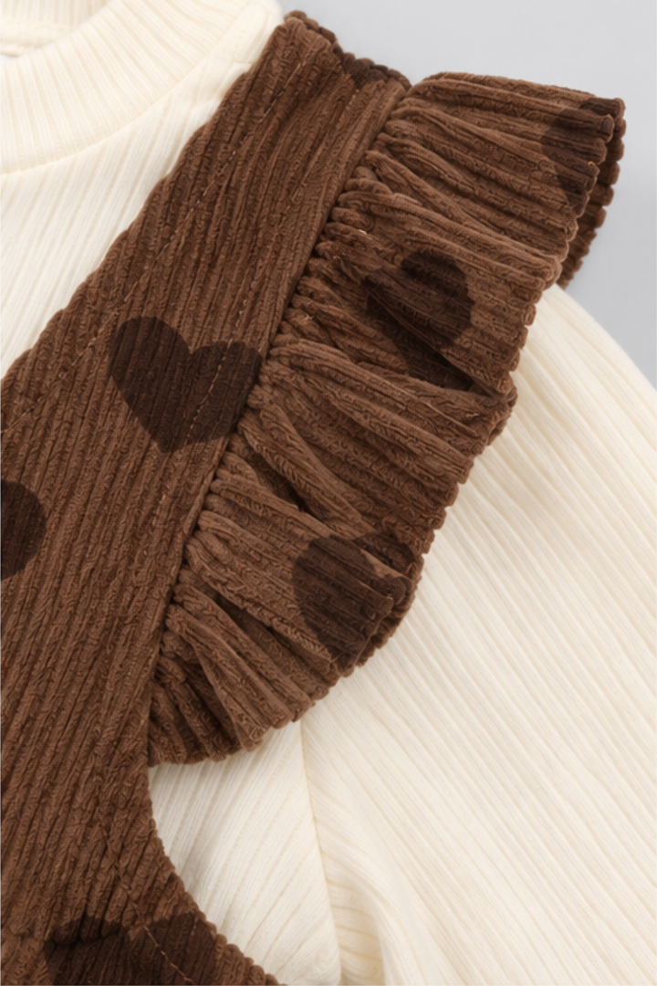 Chocolate Brown Daisy Corduroy Frock - FG-5696