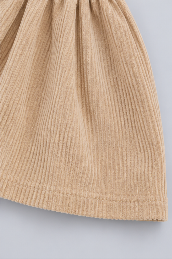 Light Taupe Corduroy Frock - FG-5669