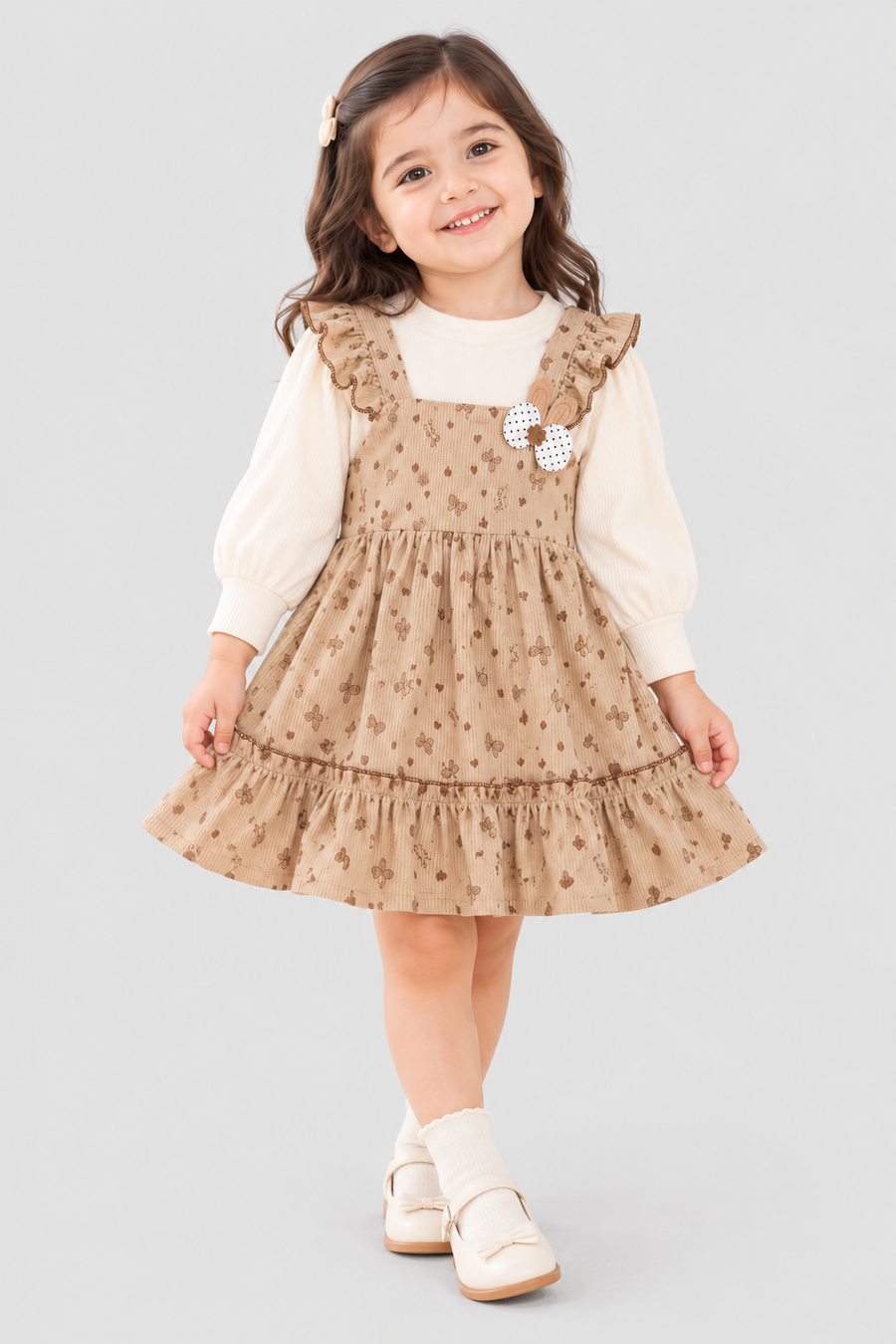 Sand Beige Corduroy Frock - FG-5666