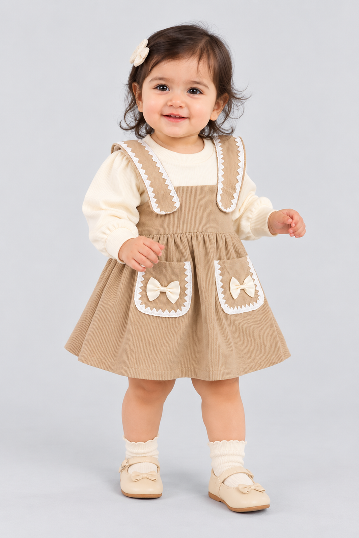 Warm Taupe Corduroy Frock - FG-5681