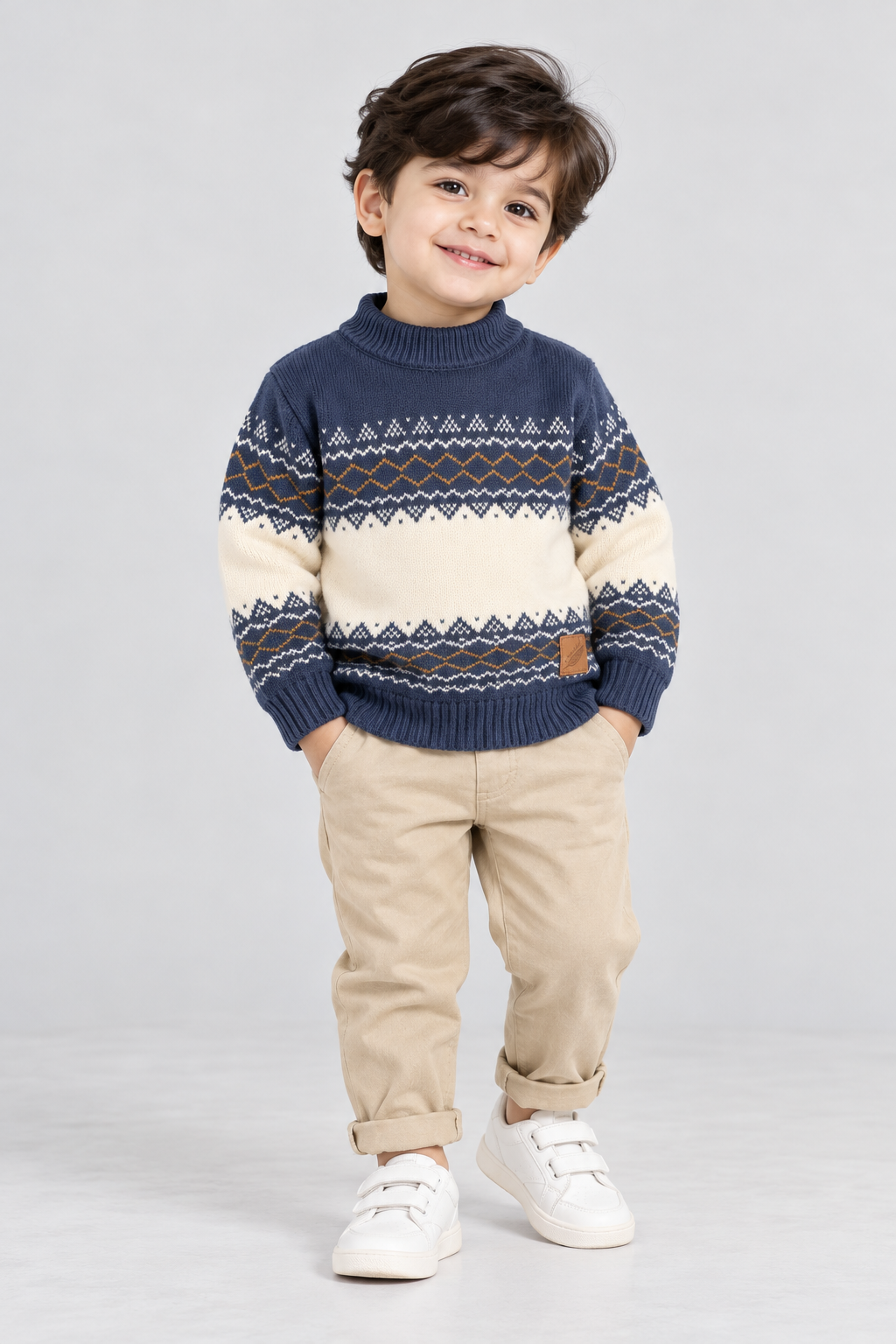 Navy Blue Nordic Knit Sweater - FB-4266