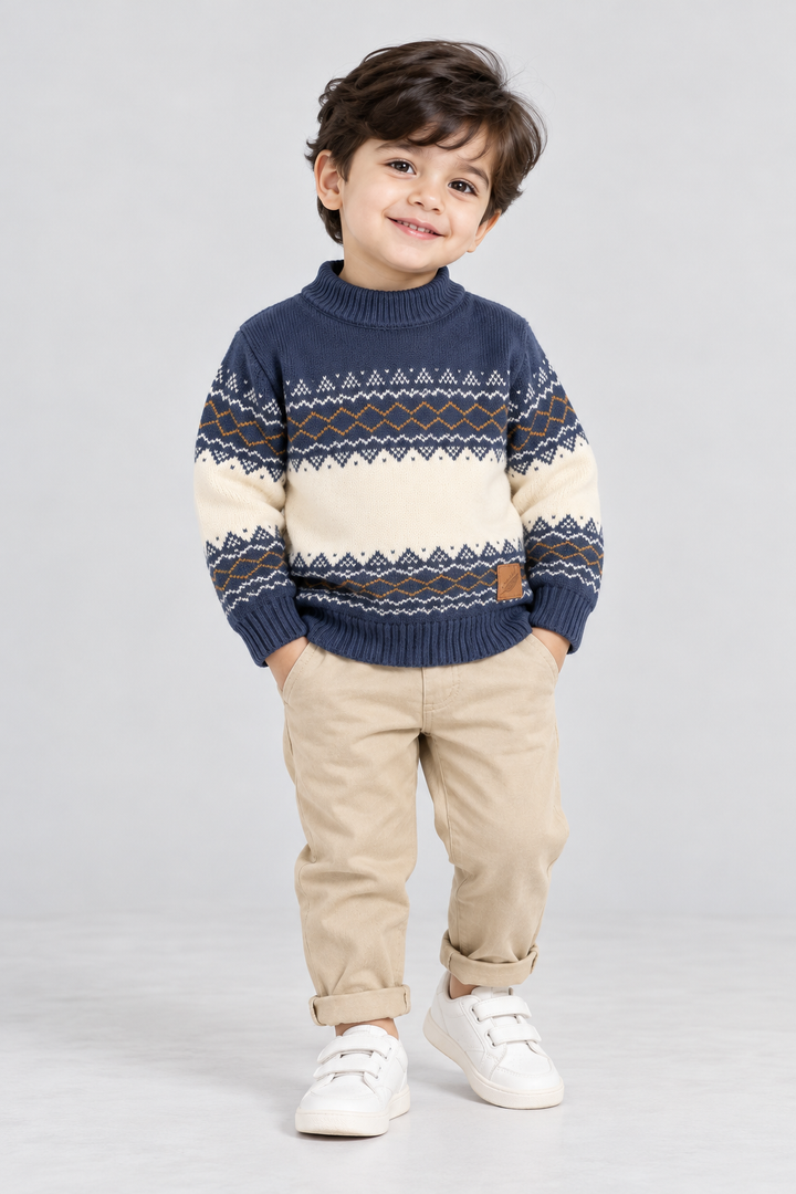 Navy Blue Nordic Knit Sweater - FB-4266