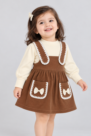 Chocolate Brown Corduroy Frock - FG-5682