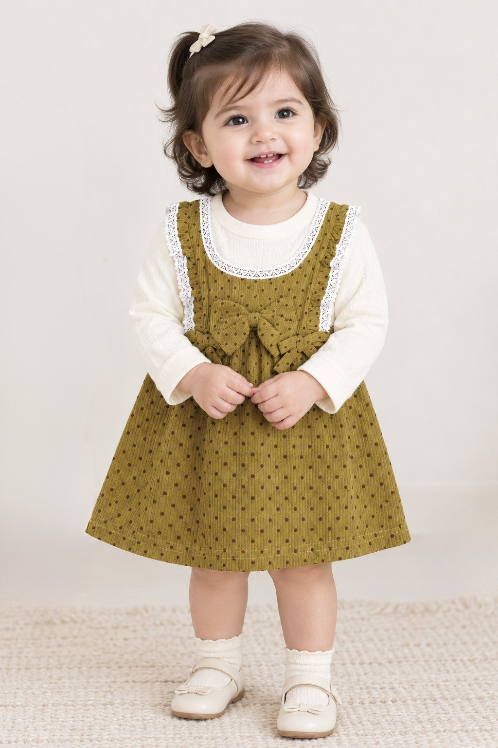 Camel Brown Corduroy Frock - FG-5700