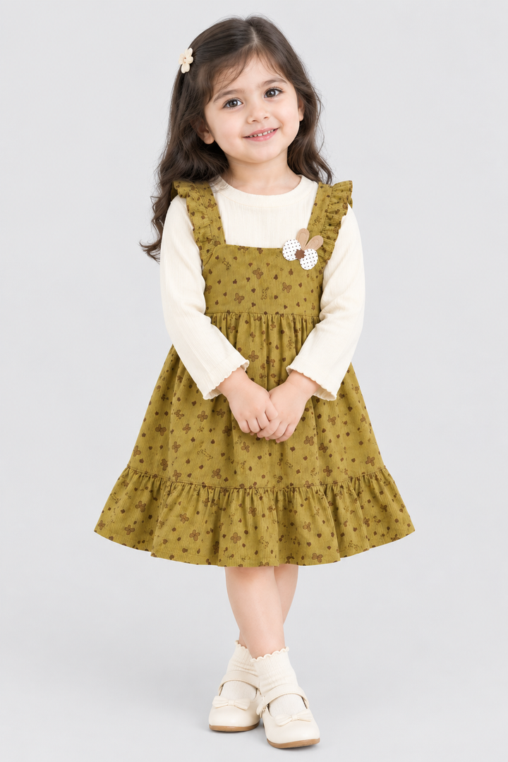 Mustard Gold Corduroy Frock - FG-5689