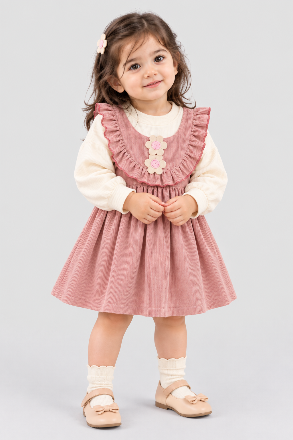 Dusty Pink Corduroy Frock - FG-5672