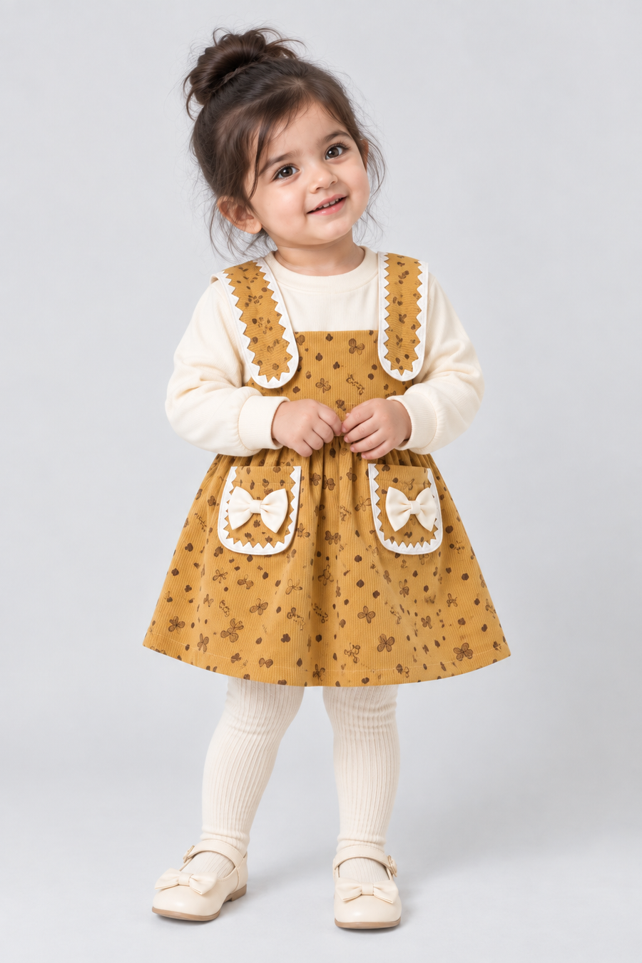 Mustard Yellow Corduroy Frock - FG-5655