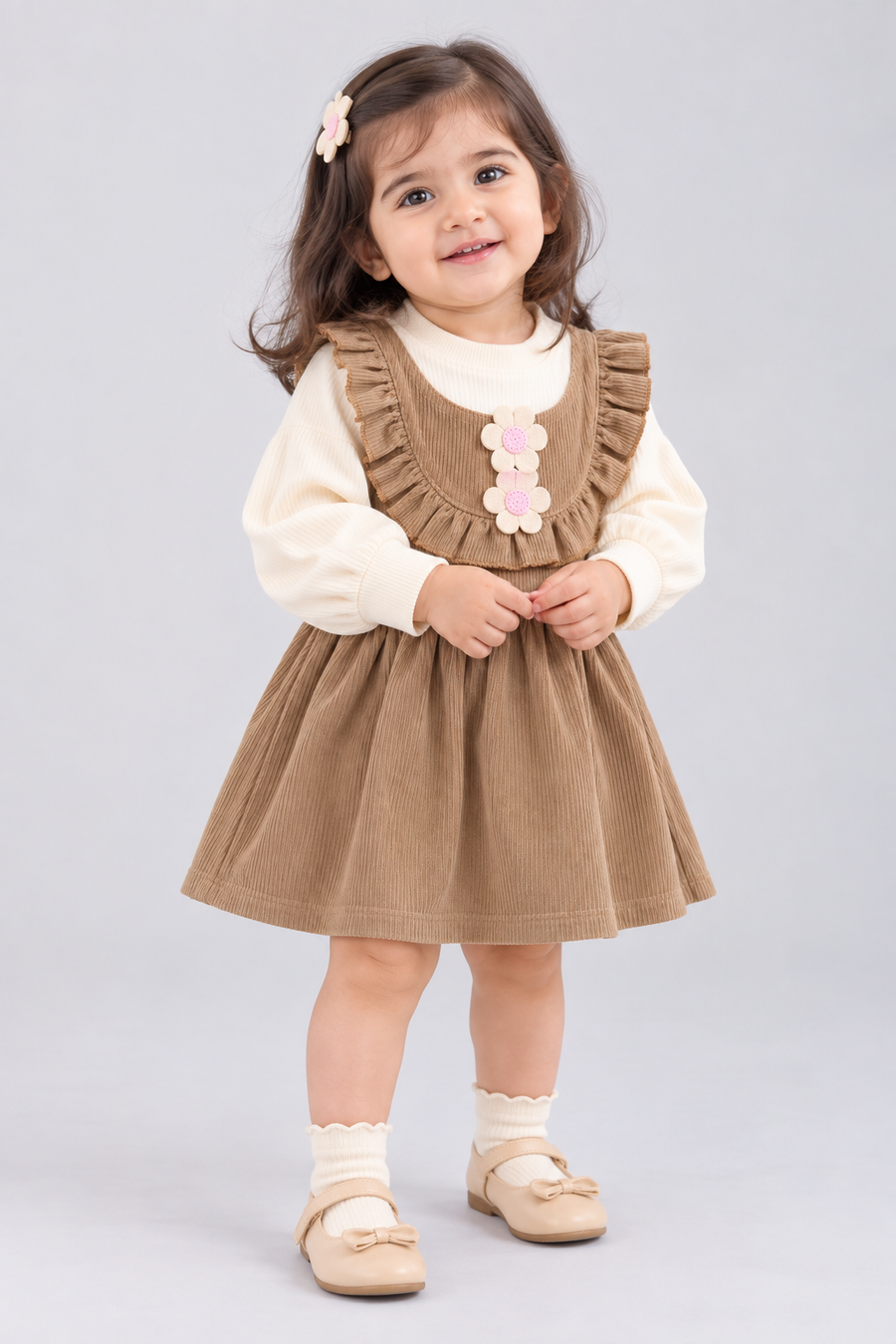 Mocha Brown Corduroy Frock - FG-5663