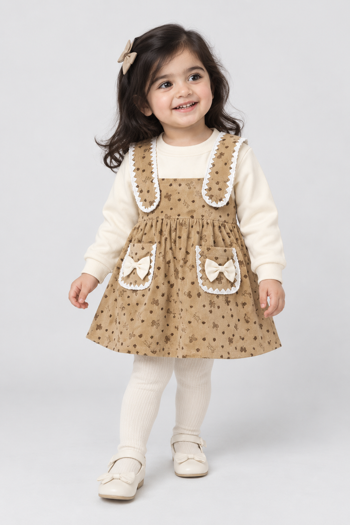 Warm Caramel Corduroy Frock - FG-5651