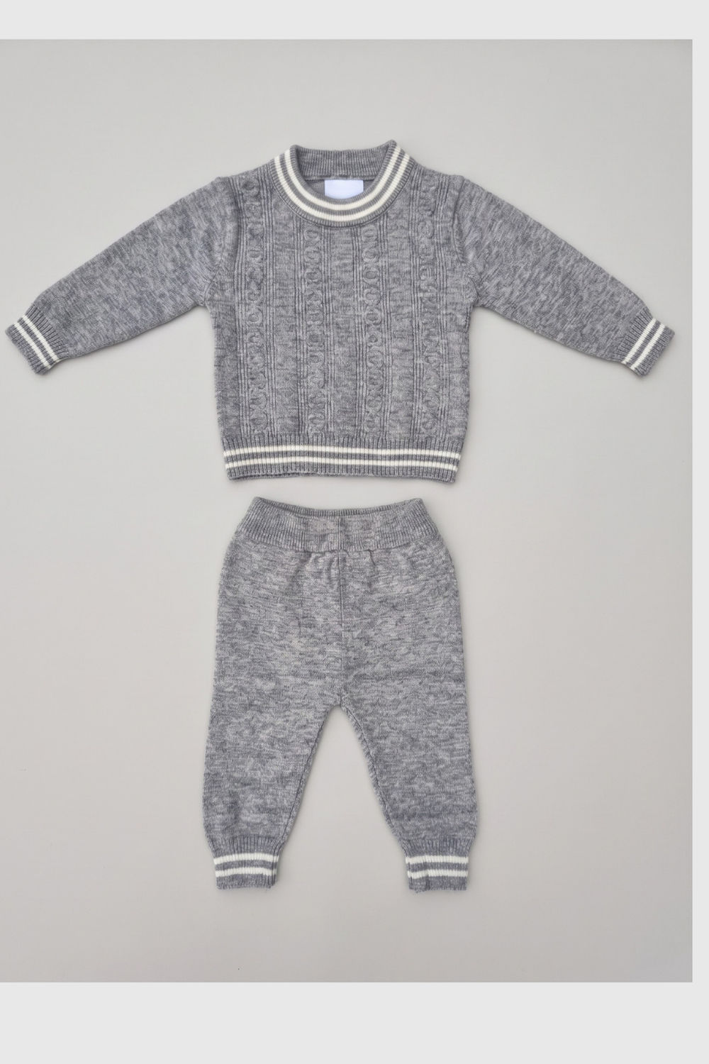 Kids light melange knit sweater and trouser set FB-3990 Pakistan