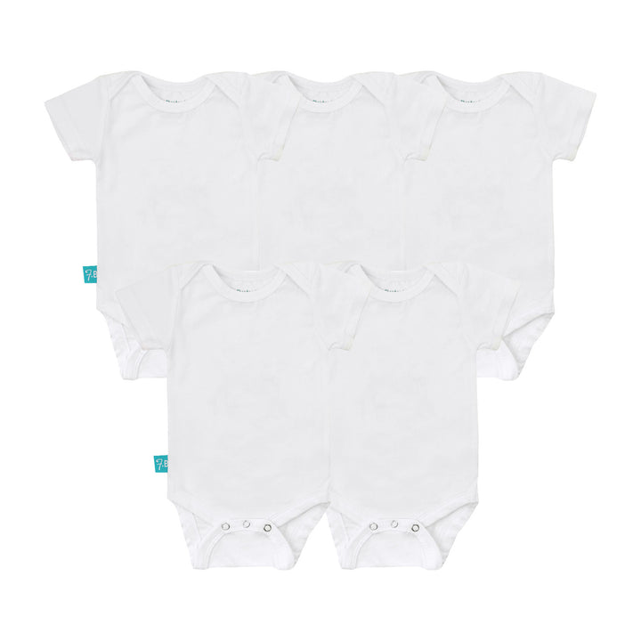 FN 2401 Unisex Baby 5-Pack Short Sleeves Bodysuits in White