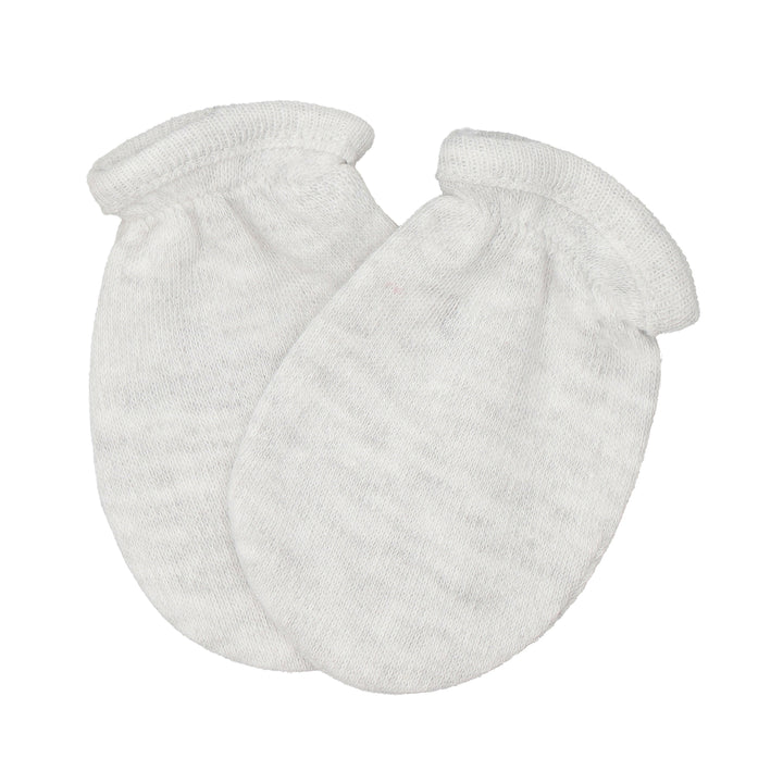 Classic white baby mittens made from 100% cotton