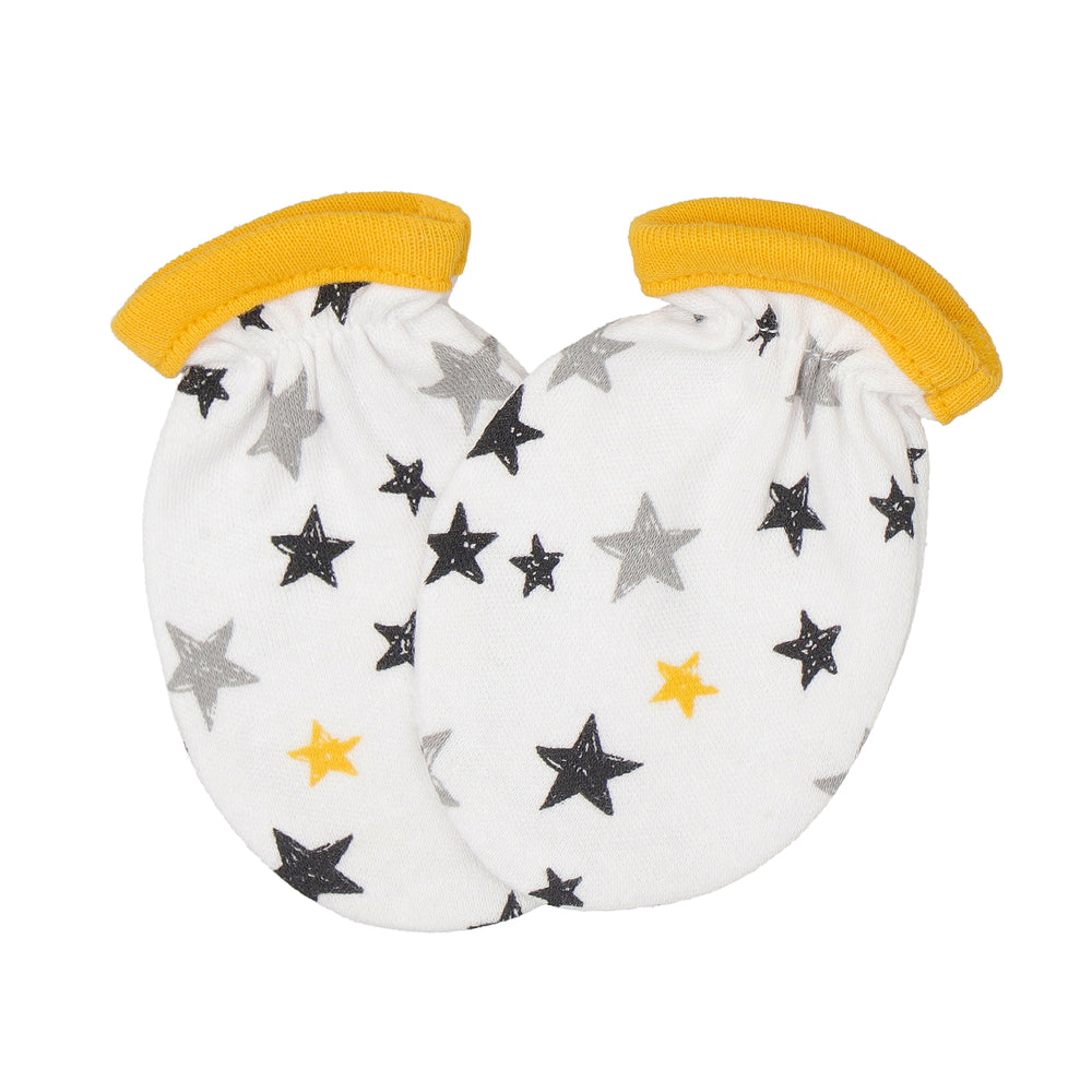 Soft cotton baby mittens in Star Gazer print for newborns
