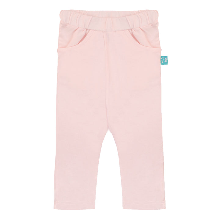 Heavenly Pink cotton baby pants with stretch comfort.