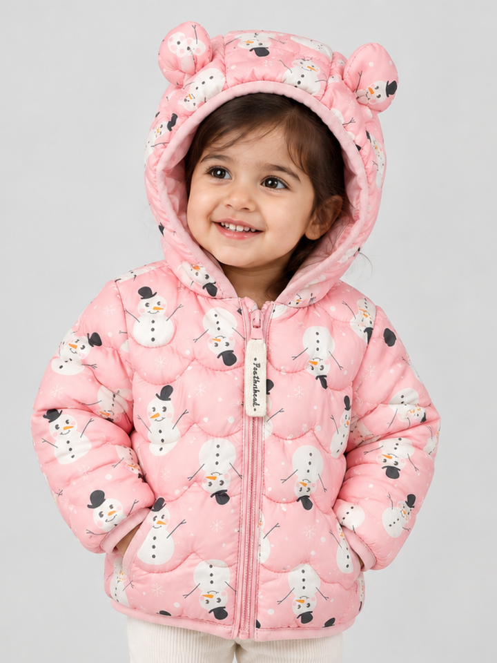 Pink Snowman Puffer Jacket - FG-3390