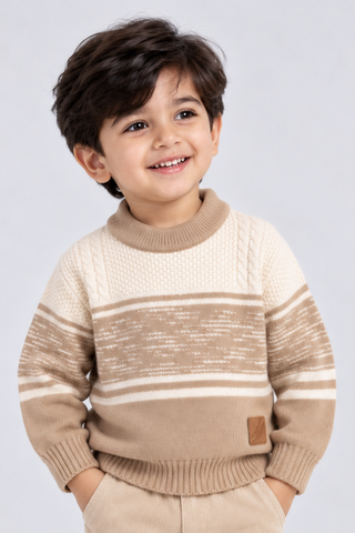 Camel Brown Cozy Cable Knit Sweater - FB-4271