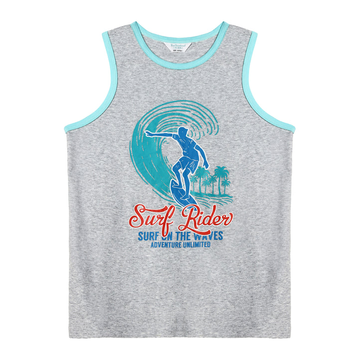 FB-3717 - 2 PC TANK TOP & SHORT SET - AQUA & HEATHER GREY - SURF RIDER