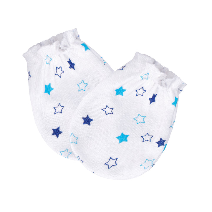 FS-484 Blue Stars 2PK Cotton Mittens 0-12 Months