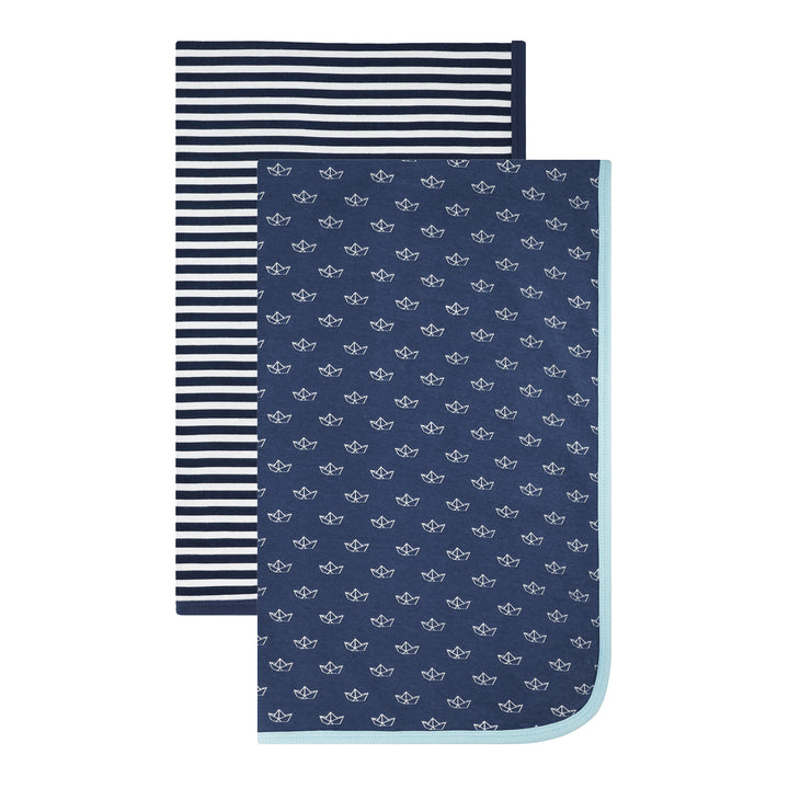 FB-7002 Sailboat 2-PK Cotton Swaddle Blankets - 30" x 36"