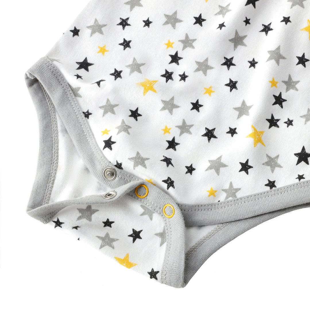 Closeup of Featherhead Bodysuit FN-2081 showing Star Gazer print and fabric details