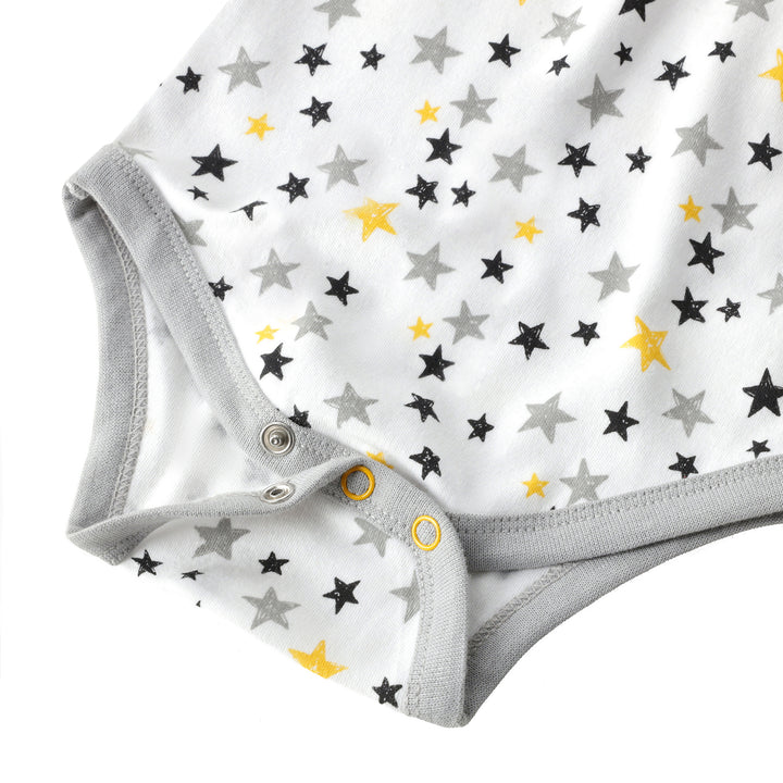 Closeup of Featherhead Bodysuit FN-2081 showing Star Gazer print and fabric details