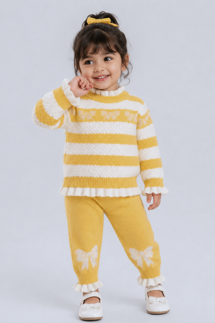 Frill Crewneck Sweater & Trouser Set - FB-3994