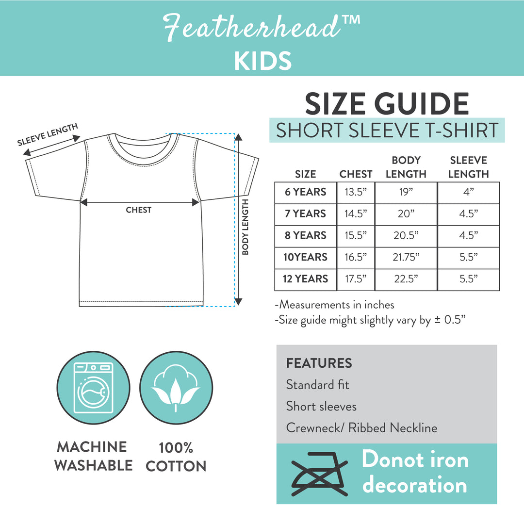 Featherhead children’s size chart for clothing