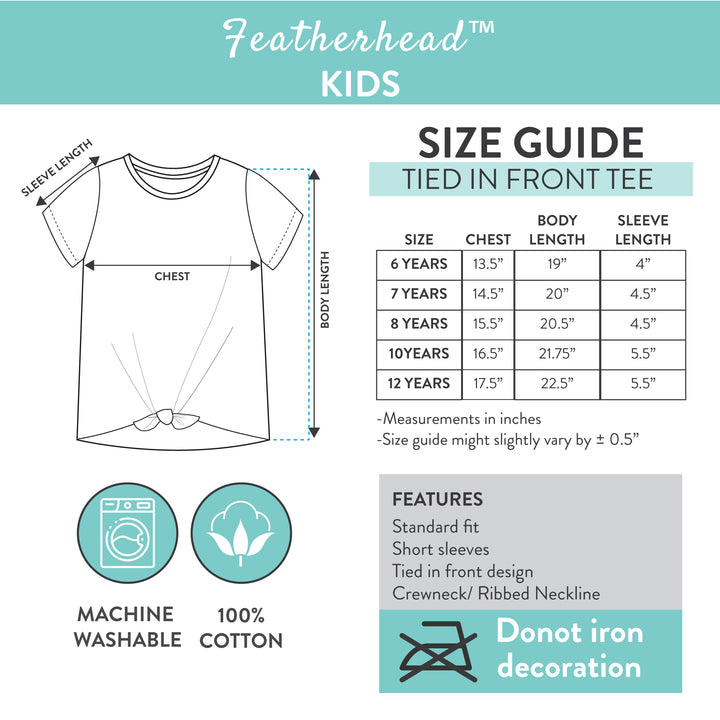 Featherhead kids t-shirt size guide
