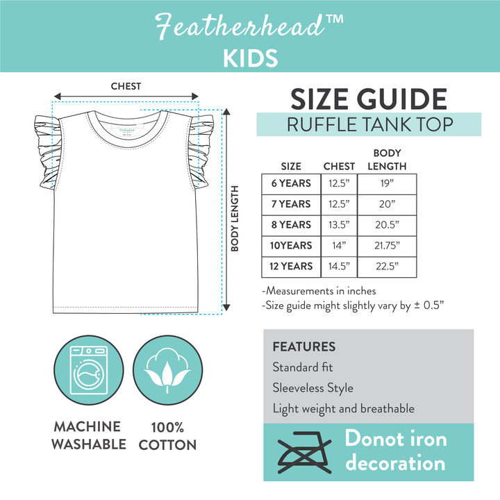Featherhead girls’ T-shirt size chart
