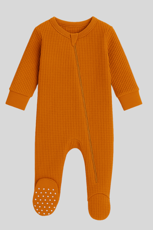 Honey Ginger footed sleep n’ play sleeper flat lay – FN-6004 WT