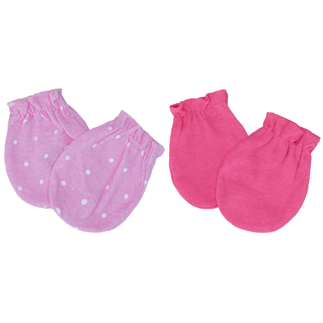 2PK baby cotton mittens in pink dots – FS-469 by Featherhead