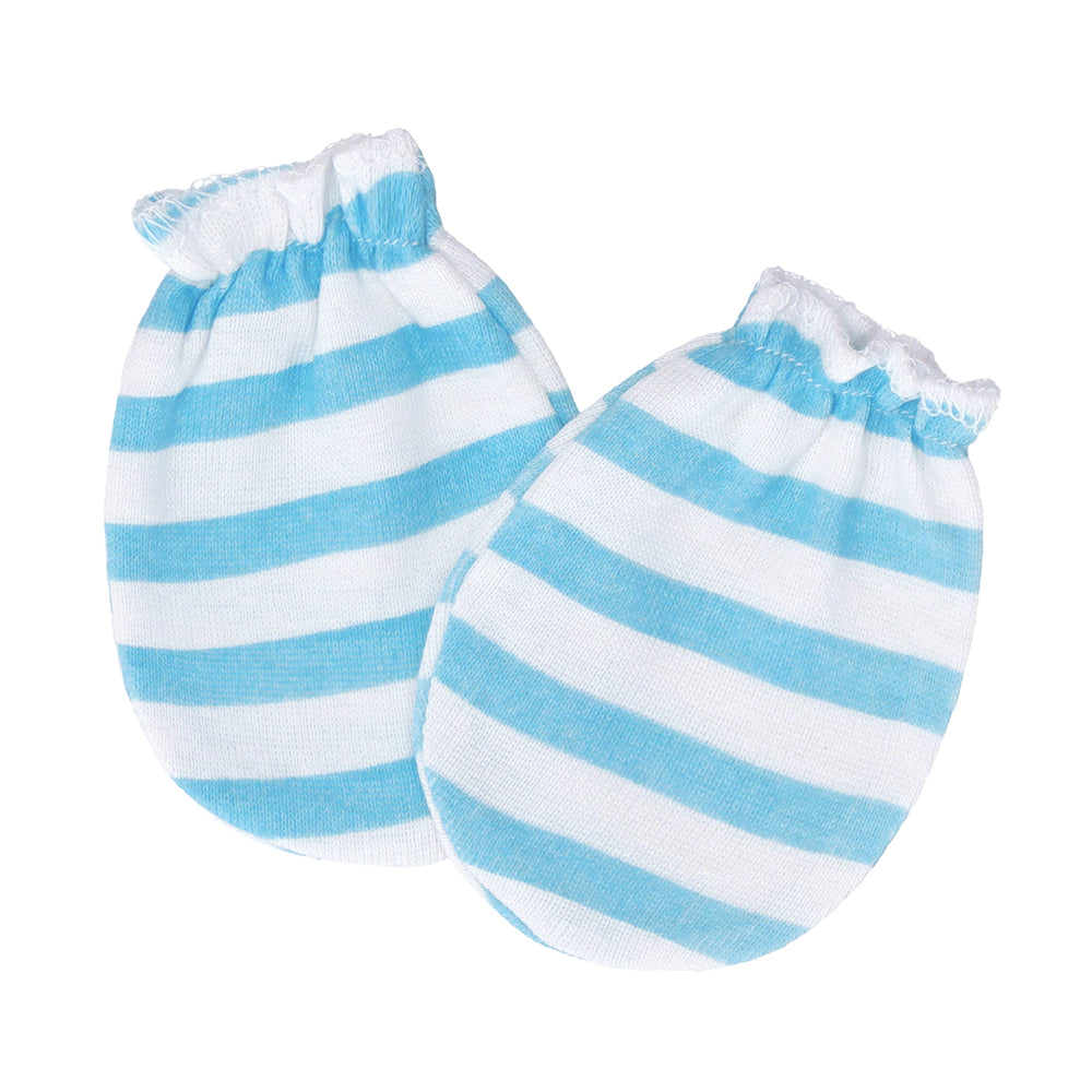 FS-485 soft cotton baby mittens with blue stripes – Featherhead