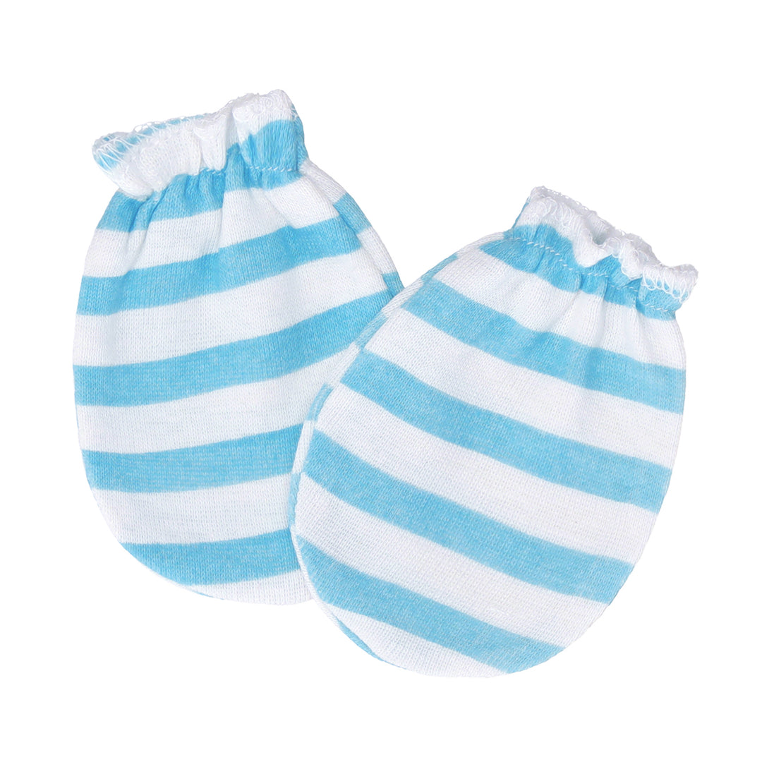 FS-485 soft cotton baby mittens with blue stripes – Featherhead