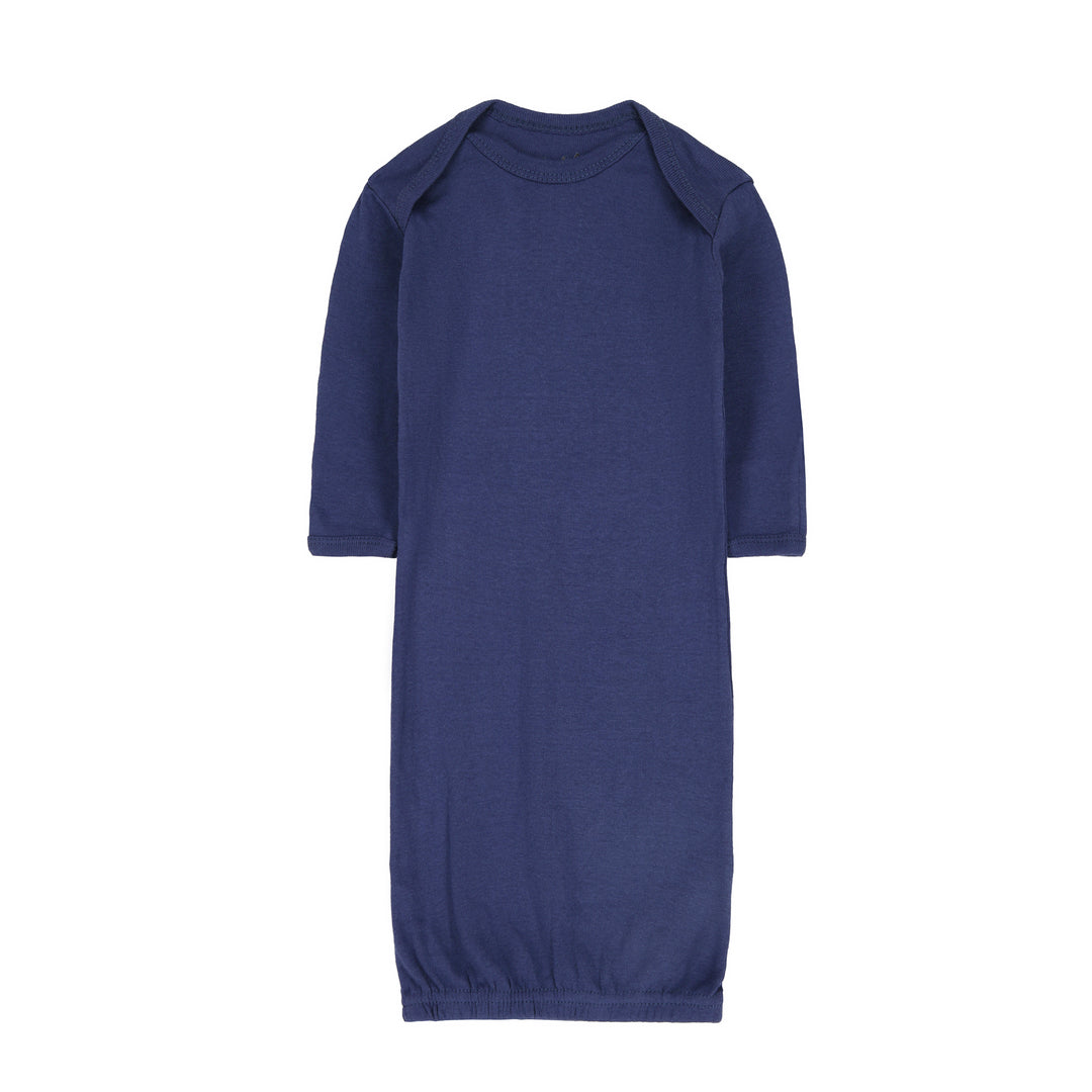FS-487 solid navy cotton baby gown – Featherhead