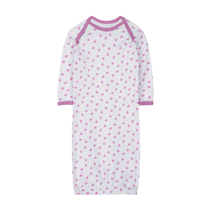 FS-488 baby gown with pink heart print – Featherhead pure cotton