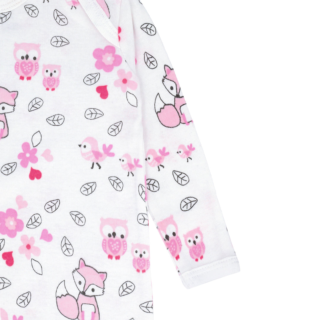 FS-489 folded baby gown set – fox and pink colorway – Featherhead