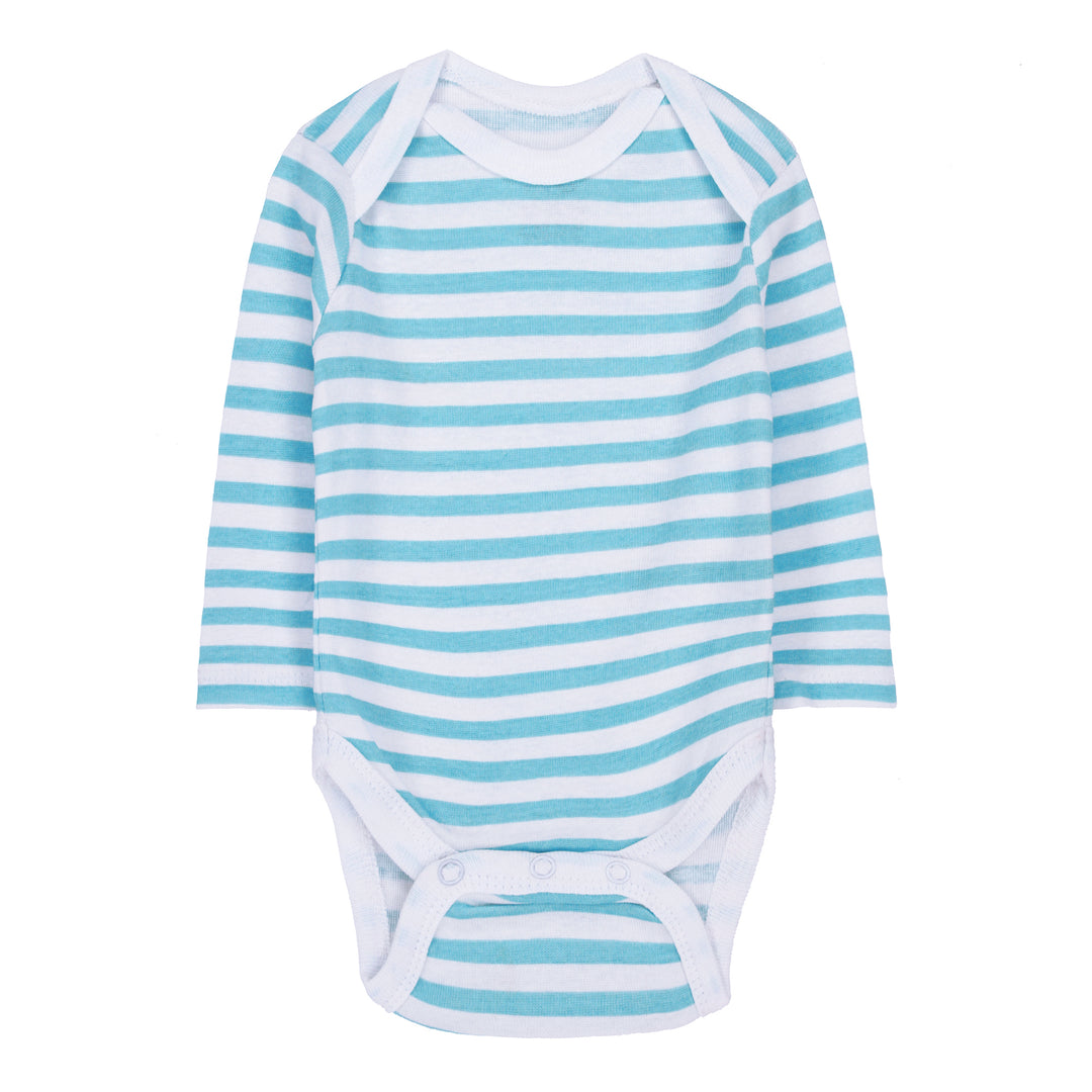FS-494 blue striped baby bodysuit – soft cotton – Featherhead