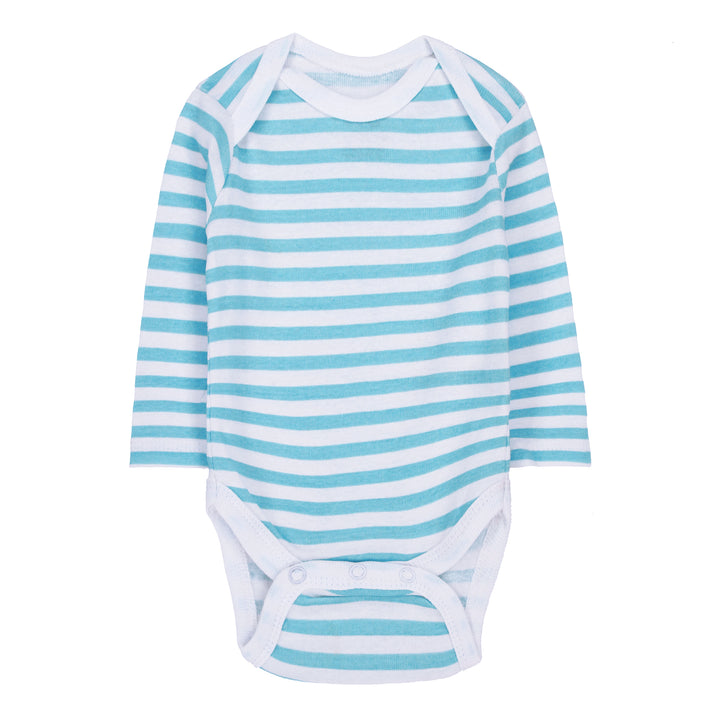 FS-494 blue striped baby bodysuit – soft cotton – Featherhead