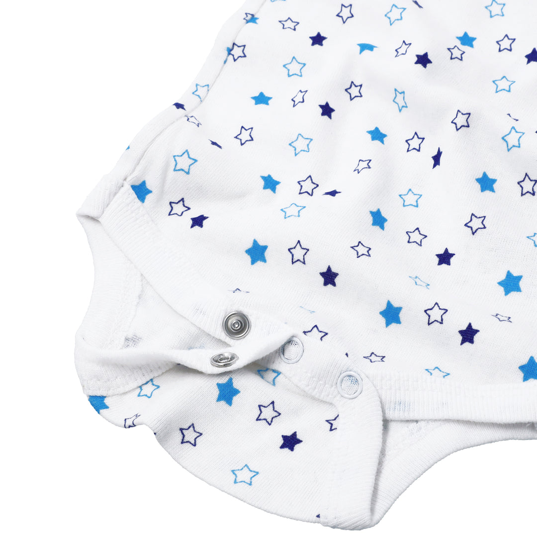 FS-495 folded baby bodysuits set – blue stars and navy – Featherhead
