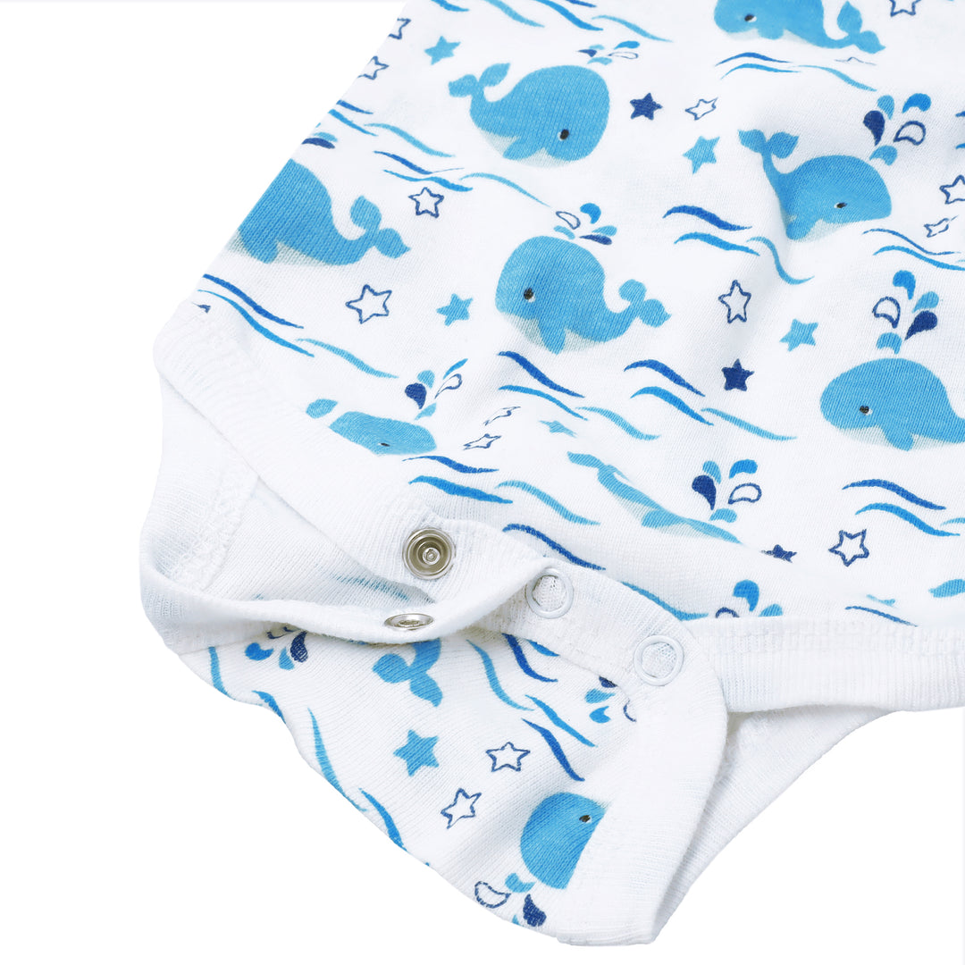 FS-496 folded baby bodysuits set – whale and blue – Featherhead